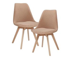 [en.casa] Lot de 2 chaises de Salle à Manger avec Siège Confortable et Rembourré Chaise de Salon Scandinave Construction Robuste Coque Plastique Bouclé Hêtre 82 x 49 x 54 cm Taupe