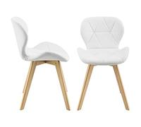 [en.casa] Lot de 2 Chaises de Salle à Manger Design Intemporel Set de 2 Fauteuils pour Cuisine Salle à Manger Salon Capacité 120 kg Simili Bois de Hêtre 78 x 47 x 52 cm Blanc