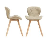 [en.casa] Lot de 2 Chaises de Salle à Manger Design Intemporel Set de 2 Fauteuils pour Cuisine Salle à Manger Salon Capacité 120 kg Simili Bois de Hêtre 78 x 47 x 52 cm Beige