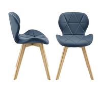 [en.casa] Lot de 2 Chaises de Salle à Manger Design Intemporel Set de 2 Fauteuils pour Cuisine Salle à Manger Salon Capacité 120 kg Simili Bois de Hêtre 78 x 47 x 52 cm Bleu