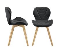 [en.casa] Lot de 2 Chaises de Salle à Manger Design Intemporel Set de 2 Fauteuils pour Cuisine Salle à Manger Salon Capacité 120 kg Simili Bois de Hêtre 78 x 47 x 52 cm Noir