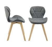 [en.casa] Lot de 2 Chaises de Salle à Manger Design Intemporel Set de 2 Fauteuils pour Cuisine Salle à Manger Salon Capacité 120 kg Simili Bois de Hêtre 78 x 47 x 52 cm Gris