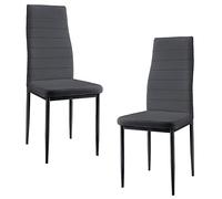 [en.casa] Lot de 2 Chaises de Salle à Manger Design Set de Sièges Similicuir 96 x 43 x 52 cm Gris Foncé