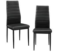 [en.casa] Lot de 2 Chaises de Salle à Manger Design Set de Sièges Similicuir 96 x 43 x 52 cm Noir