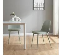 [en.casa] Lot de 2 Chaises de Salle à Manger Ensemble de 2 Chaises Capitonnées Set de 2 Chaises Matelassées Simili Polyuréthane Métal 81 x 45 x 52 cm Gris Vert