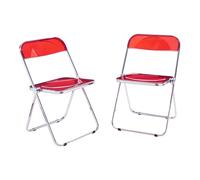 [en.casa] Lot de 2 Chaises Pliantes Ensemble de 2 Sièges de Salle à Manger Set de 2 Chaises pour Invités Cuisine Bureau Acier Chromé Polycarbonate 74 x 46 x 47 cm Rouge