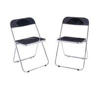 [en.casa] Lot de 2 Chaises Pliantes Ensemble de 2 Sièges de Salle à Manger Set de 2 Chaises pour Invités Cuisine Bureau Acier Chromé Polycarbonate 74 x 46 x 47 cm Noir