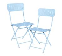 [en.casa] Lot de 2 Chaises Pliantes pour Extérieur Jardin Terrasse Balcon Ensemble de 2 Chaises à Manger Pliables Capacité 110 kg Acier 85 x 42 x 50 cm Bleu Ciel