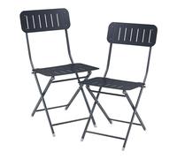 [en.casa] Lot de 2 Chaises Pliantes pour Extérieur Jardin Terrasse Balcon Ensemble de 2 Chaises à Manger Pliables Capacité 110 kg Acier 85 x 42 x 50 cm Noir