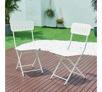 [en.casa] Lot de 2 Chaises Pliantes pour Extérieur Jardin Terrasse Balcon Ensemble de 2 Chaises à Manger Pliables Capacité 110 kg Acier 85 x 42 x 50 cm Blanc