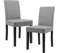 [en.casa] Lot de 2 chaises rembourrées gris clair avec