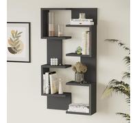 [en.casa] Lot de 2 Étagères Murales avec 4 Tablettes Chacune Rangement Flottant Pratique Moderne pour Livres Décoration Chambre Séjour Panneau de Particules 93 x 24 x 15 cm Anthracite