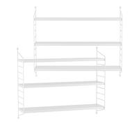 [en.casa] Lot de 2 Étagères Murales Meuble de Rangement Flottant à 3 Niveaux avec Cadre Stable Style Industriel Élégant pour Cuisine Salon Chambre Salle de Bains Acier 50 x 60 x 15 cm Blanc