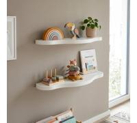 [en.casa] Lot de 2 Étagères Murales pour Enfant Sirlstalo Forme Onduléee Arrondie Ensemble de 2 Meubles de Rangement Suspendu pour Chambre Salon Entrée Coin Jeux 57 x 19 x 3 cm Blanc