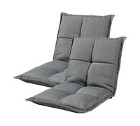 [en.casa] Lot de 2 Fauteuils de Sol Rembourré avec Dossier Réglable 5 Positions Assise Confortable Chaise Longue Peu Encombrant Stable Salon Chambre Polyester Mousse Métal Gris Foncé 110 x 55 x 11 cm