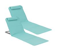 [en.casa] Lot de 2 Matelas de Plage Bain de Soleil avec Dossier Inclinable Structure Solide Ensemble Tapis Rembourrés avec Repose-Tête Sac de Transport Acier Polyester Turquoise