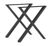 [en.casa] Lot de 2 Pieds de Table pour Salle à Manger Bureau Ensemble de 2 Supports Stables pour Meubles DIY Style Design Industriel Acier Laqué 72 x 59 cm Noir