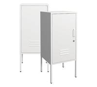 [en.casa] Lot de 2 Table de Chevet Table de Nuit Commode Meuble de Rangement pour Chambre Salon Bureau Petit Armoire avec Compartiment de Rangement Acier 82 x 35 x 35 cm Blanc