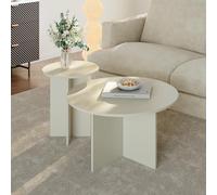 [en.casa] Lot de 2 Tables Basses Gigognes de Tailles Différentes Ensemble de 2 Tables d'Appoint pour Salon Chambre Bureau Panneau de Particules Mélaminé Sable