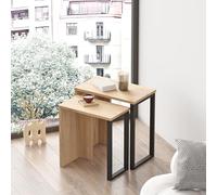 [en.casa] Lot de 2 Tables Basses Gigognes Ensemble de 2 Tables d'Appoint de Tailles Différentes Set de 2 Bouts de Canapé Design Industriel Panneau de Particules Métal Effet Chêne Noir
