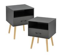 [en.casa] Lot de 2 Tables d'Appoint avec Compartiment de Rangement et Tiroir Table Basse Table de Chevet pour Salon Chambre Panneau de Particules Bois 57 x 42 x 40 cm Gris Foncé