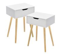 [en.casa] Lot de 2 Tables d'Appoint avec Tiroir Ensemble de 2 Tables Basses Bouts de Canapé Tables de Chevet Design Intemporel Panneau de Particules Bois 60 x 40 x 30 cm Blanc