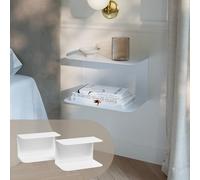 [en.casa] Lot de 2 Tables de Chevet Murales Notodden sur 2 Niveaux avec Bords Arrondis Bout de Canapé Peu Encombrant pour Chambre Salon Bureau 23 x 40 x 23 cm Acier Blanc