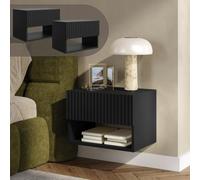 [en.casa] Lot de 2 Tables de Chevet Nand Compartiment 42 x 30 x 30 cm Noir