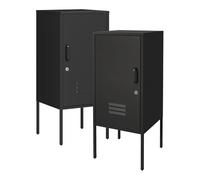 [en.casa] Lot de 2 Tables de Chevet Verrouillables avec Poignées à Droite et à Gauche Table de Nuit Commode Meuble de Rangement Petit Armoire pour Chambre Salon Bureau Acier 82 x 35 x 35 cm Noir