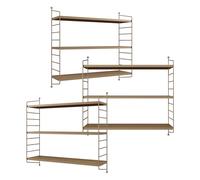 [en.casa] Lot de 3 Étagères Murales Meuble de Rangement Flottant à 3 Niveaux avec Cadre Stable Style Industriel Élégant pour Cuisine Salon Chambre Salle de Bains Acier 50 x 60 x 15 cm Marron Clair Mat