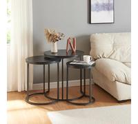[en.casa] Lot de 3 Tables Basses Gigognes de Tailles Différentes Set de 3 Tables d'Appoint Bout de Canapé pour Salon Chambre Bureau Panneau de Particules Métal Noir