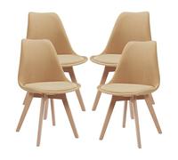 [en.casa] Lot de 4 chaises de Salle à Manger avec Siège Confortable et Rembourré Chaise de Salon Scandinave Construction Robuste Coque Plastique Velours Côtelé Hêtre 82 x 49 x 54 cm Jaune Moutarde