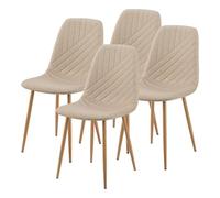 [en.casa] Lot de 4 Chaises de Salle à Manger Capitonnées Set de 4 Fauteuils avec Assise Matelassée Confortable Capacité de Charge 120 kg Polyester Acier 88 x 44 x 55 cm Marron Clair Effet Bois