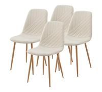 [en.casa] Lot de 4 Chaises de Salle à Manger Capitonnées Set de 4 Fauteuils avec Assise Matelassée Confortable Capacité de Charge 120 kg Polyester Acier 88 x 44 x 55 cm Beige Effet Bois