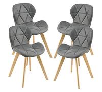 [en.casa] Lot de 4 Chaises de Salle à Manger Design Intemporel Set de 4 Fauteuils Rembourrés pour Cuisine Salle à Manger Salon Capacité 120 kg Simili Bois de Hêtre 78 x 47 x 52 cm Gris