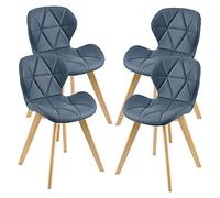 [en.casa] Lot de 4 Chaises de Salle à Manger Design Intemporel Set de 4 Fauteuils Rembourrés pour Cuisine Salle à Manger Salon Capacité 120 kg Simili Bois de Hêtre 78 x 47 x 52 cm Bleu