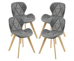 [en.casa] Lot de 4 Chaises de Salle à Manger Design Intemporel Set de 4 Fauteuils Rembourrés pour Cuisine Salle à Manger Salon Capacité 120 kg Simili Bois de Hêtre 78 x 47 x 52 cm Gris