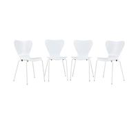 [en.casa] Lot de 4 chaises de Salle à Manger Empilables avec Siège Confortable Construction Robuste Capacité 150 kg pour Salon Bureau Coque Contreplaqué de Bouleau Métal 80 x 48 x 46 cm Blanc