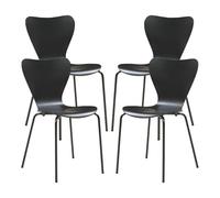 [en.casa] Lot de 4 chaises de Salle à Manger Empilables avec Siège Confortable Construction Robuste Capacité 150 kg pour Salon Bureau Coque Contreplaqué de Bouleau Métal 80 x 48 x 46 cm Noir