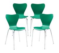 [en.casa] Lot de 4 chaises de Salle à Manger Empilables avec Siège Confortable Robuste Capacité 150 kg Salon Bureau Coque Contreplaqué de Bouleau Métal 80 x 48 x 46 cm Vert Chrome