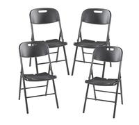 [en.casa] Lot de 4 Chaises Pliantes pour Jardin Terrasse Extérieur Intérieur Ensemble de 4 Chaises Pratiques Robustes Résistantes Métal Plastique HDPE 87 x 46 x 53 cm Noir