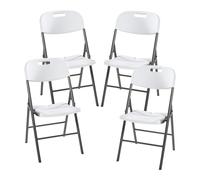 [en.casa] Lot de 4 Chaises Pliantes pour Jardin Terrasse Extérieur Intérieur Ensemble de 4 Chaises Pratiques Robustes Résistantes Métal Plastique HDPE 87 x 46 x 53 cm Blanc