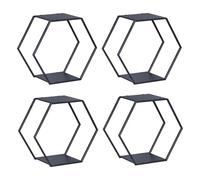 [en.casa] Lot de 4 Étagères Murales en Forme de Nid d'abeille Ensemble de 4 Meubles de Rangement Design pour Salon Chambre Cuisine Salle de Bain Acier 32 x 37 x 19 cm Noir