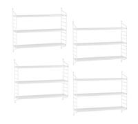 [en.casa] Lot de 4 Étagères Murales Meuble de Rangement Flottant à 3 Niveaux avec Cadre Stable Style Industriel Élégant pour Cuisine Salon Chambre Salle de Bains Acier 50 x 60 x 15 cm Blanc