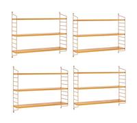 [en.casa] Lot de 4 Étagères Murales Meuble de Rangement Flottant à 3 Niveaux avec Cadre Stable Style Industriel Élégant pour Cuisine Salon Chambre Salle de Bains Acier 50 x 60 x 15 cm Orange