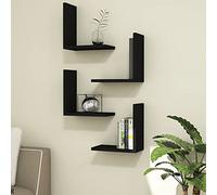 [en.casa] Lot de 4 Étagères Murales pour Entrée Salon Cusine Meuble de Rangement Multi-Usages Capacité de Charge 4 x 5 kg Panneau de Particules 30 x 30 x 16 cm Noir