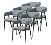[en.casa] Lot de 6 Chaises de Salle à Manger avec Assise Rembourrée Accoudoirs Confortables Salon Cuisine Bureau Capacité 120 kg Polyester Polyuréthane Acier 77 x 59 x 55 cm Gris Foncé