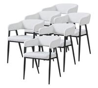[en.casa] Lot de 6 Chaises de Salle à Manger avec Assise Rembourrée Accoudoirs Confortables Salon Cuisine Bureau Capacité 120 kg Polyester Polyuréthane Acier 77 x 59 x 55 cm Gris Clair