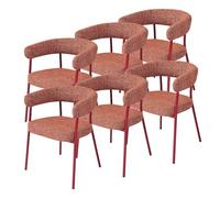 [en.casa] Lot de 6 Chaises de Salle à Manger Design Intemporel avec Assise Rembourré Dossier en Forme de U Capacité 120 kg Salon Cuisine Métal Mousse Polyester 78 x 57 x 56 cm Rouge