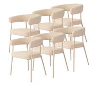 [en.casa] Lot de 6 Chaises de Salle à Manger Design Intemporel avec Assise Rembourré Dossier en Forme de U Capacité 120 kg Salon Cuisine Métal Mousse Polyester 78 x 57 x 56 cm Beige
